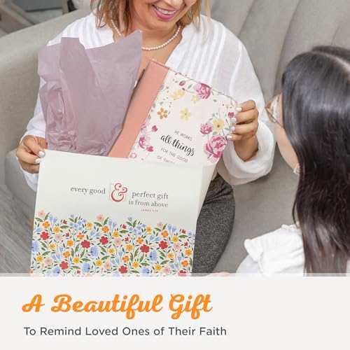 Bible Cover Fashion Peach/White Floral Printed All Things Rom. 8:28