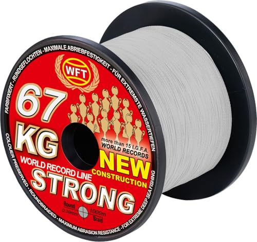 WFT New KG Strong Trans 1000m 67kg - Geflochtene Angelschnur zum Meeresangeln, Geflechtschnur, Meeresschnur zum Heilbuttangeln
