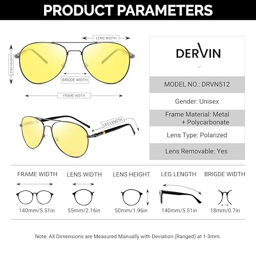 Image of Dervin Unisex Adult Polarized Aviator Sunglasses