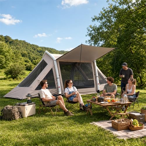 Carpa inflable para camping 4 personas, impermeable 4 estaciones