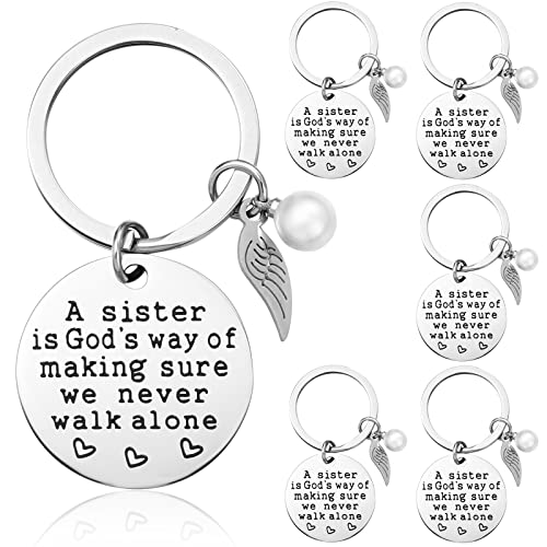 Roowest 6 Pieces Keychain Gift from Sister Angel Keychain for