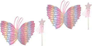 TOYANDONA 2 Conjuntos De Asas De Anjo Asa De Princesa De Fada De Princesa Asas De Fada De Princesa Asas De Dança Infantil Asas De Borboleta Asas De Borboleta Vestir-Se Menina