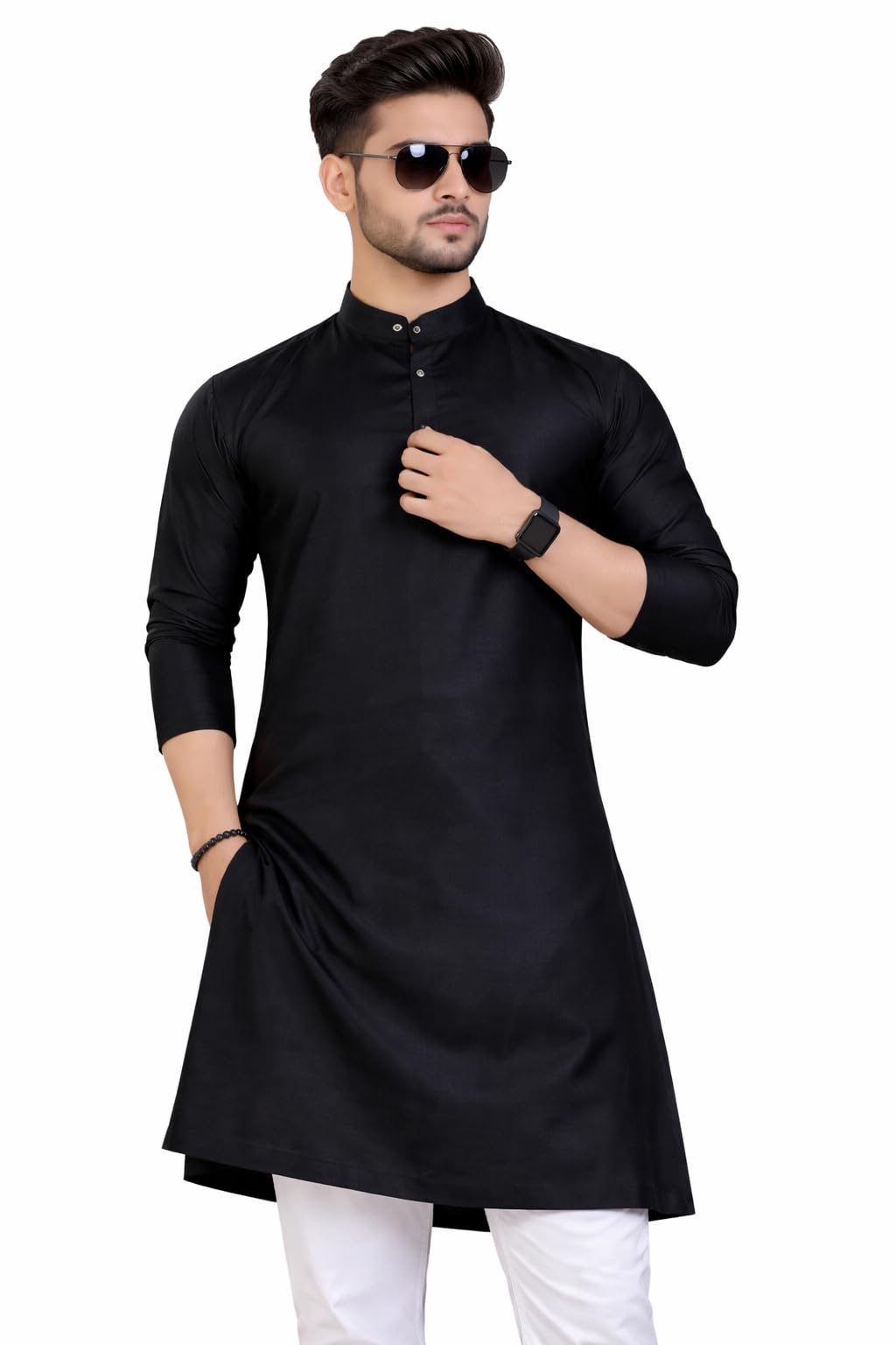 Men's Kurta, Cotton, Full Sleeves, Mandarin Collar, Regular Fit, Traditional Ethnic Wear (Only Kurta)-picture-28