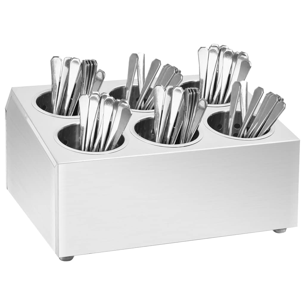 Besteckkasten Edelstahl 6 Fächer quadratisch mit herausnehmbaren Einsätzen rutschfest für Küche, Schublade, Camping und Wohnmobil platzsparendes Ordnungssystem