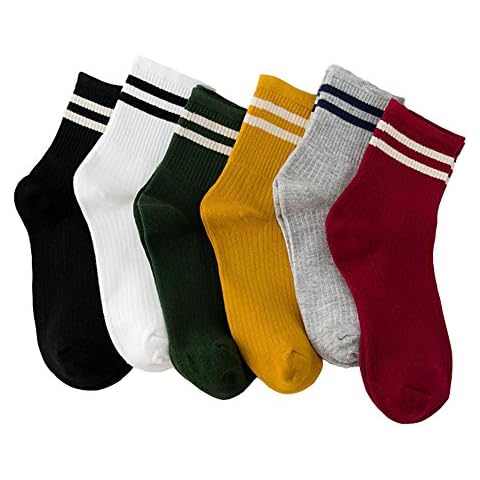 Womens Socks Cute Stripe Casual Cotton Crew Socks for Girls Ladies (Stripe Socks 6 Pairs) Cover