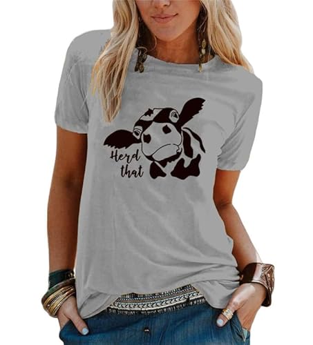 KeephenEU Camiseta Linda con Estampado de Vaca para Mujer Camisa de Amante de la Vaca lechera Camisetas gráficas al Aire Libre Tops Deportivos de Jersey