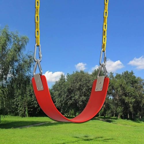 Image of Heavy Duty Flexible EVA Plastic Swing Seat with Metal Triangle Ring for Kids & Adults - Red | 300KG Weight Limit