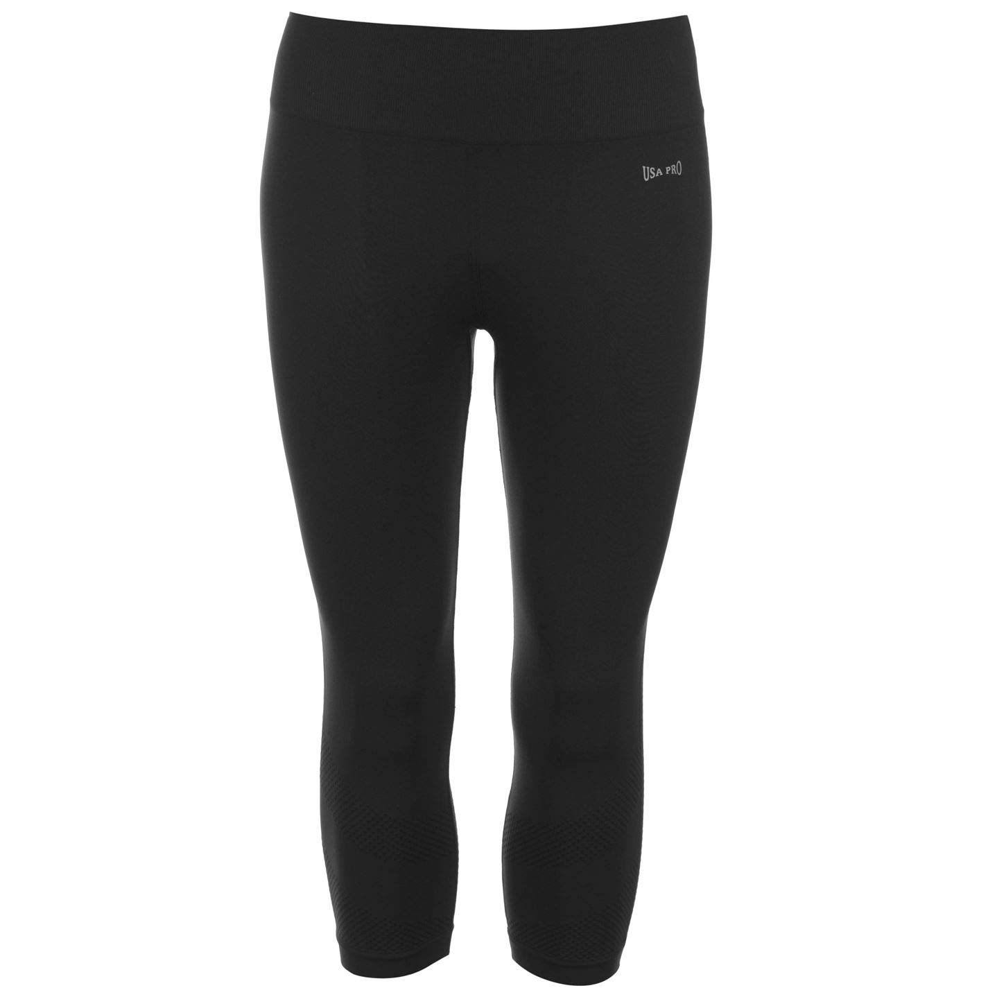 USA Pro Womens Seamless Capri Leggings Training Pants Ladies Black 18 (XXL)