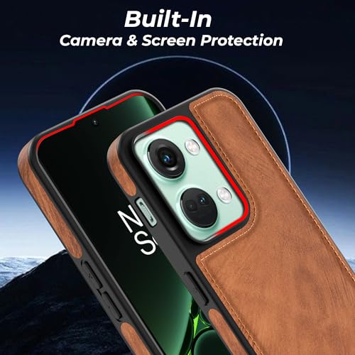 Image of A rtistque Premium Pu Leather Back Cover Case for Oneplus Nord 3 5G | Drop Protection | Smooth Grip | Raised Camera Edges - Brown