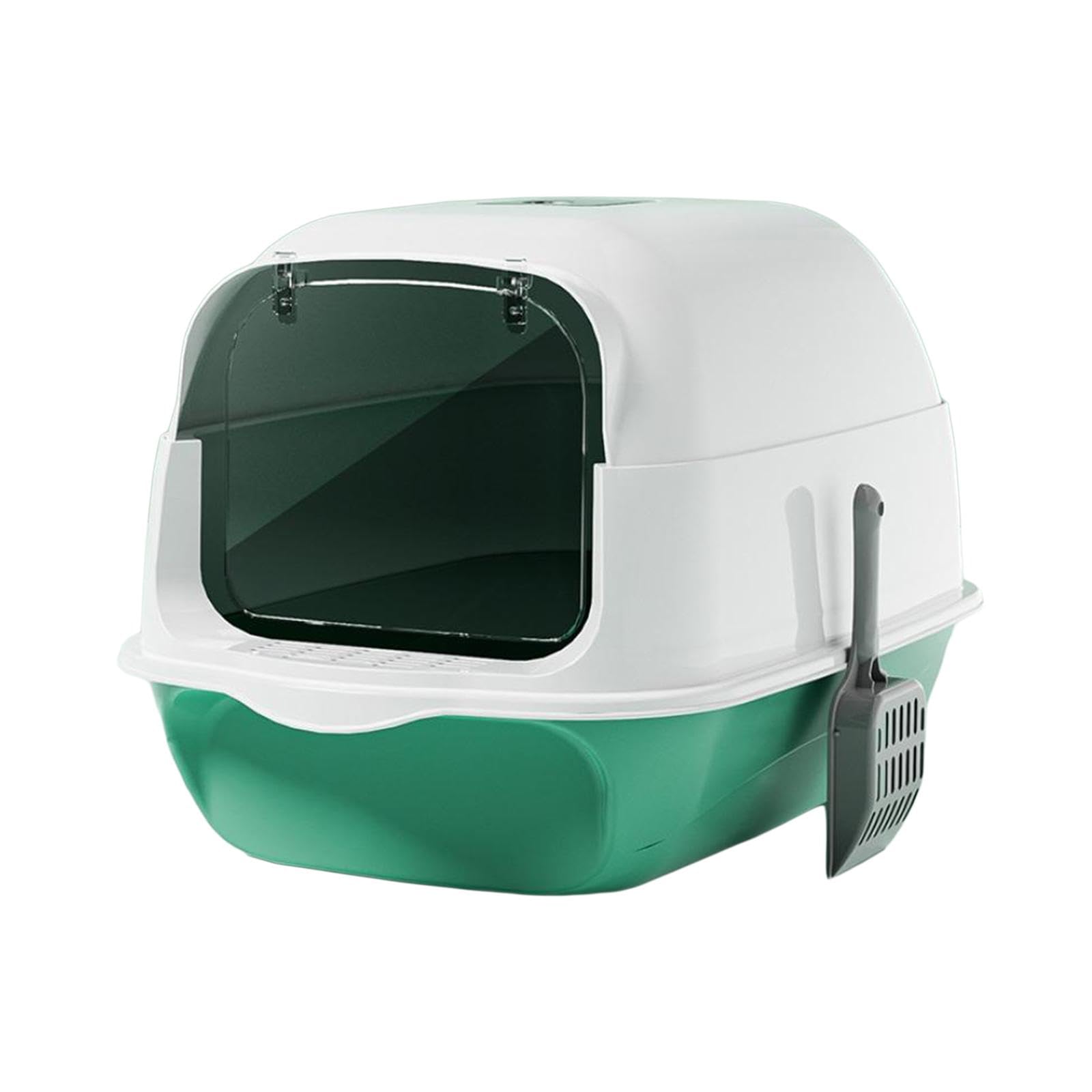 Fonowx Cat Litter Box with Hood And Lid Large Cat Toilet Litter Box Pet Supplies Cat Litter Tray Litter Box, Green