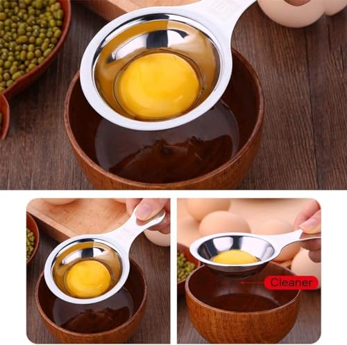 Image of Egg Separator Egg Yolk White Filter Food Grade Egg Divider Stainless Steel Egg Sieve Kitchen Gadget Cooking /Baker Tool Egg Extractor (13 x 7 x 2.8 cm)