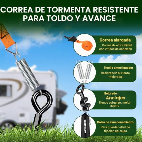 Kit de sujeción para toldos con anclajes al suelo de 37cm contra viento 4