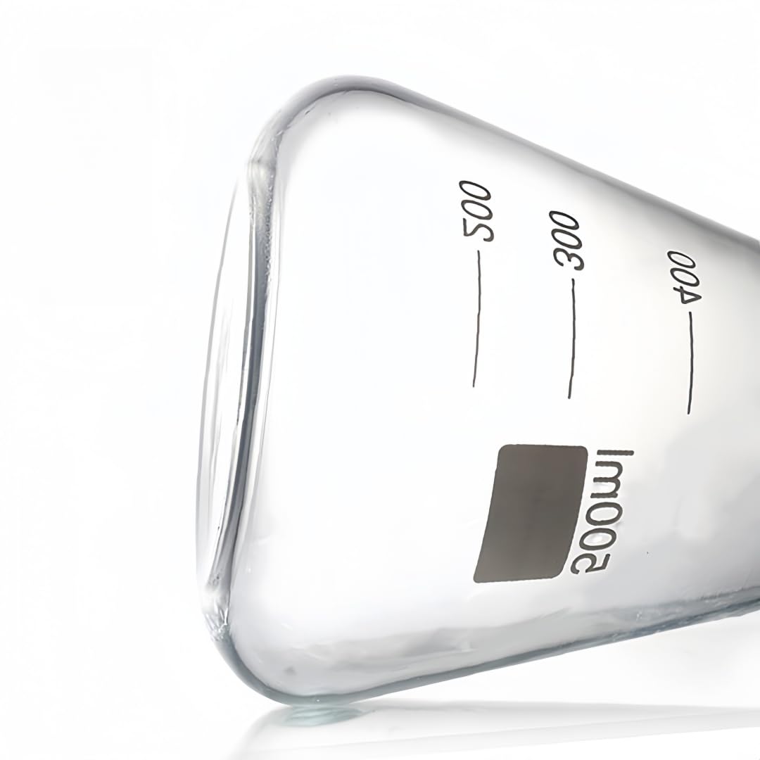 VIDOO Matraz Erlenmeyer de Vidrio Borosilicato 3.3, Frasco Cónico Graduado para Medición en Laboratorio, Investigación Científica y Educación, A 10000ml