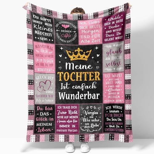 JOSOSO Tochter Geschenk Decke 130X150CM, Geschenk für Tochter von Mama...