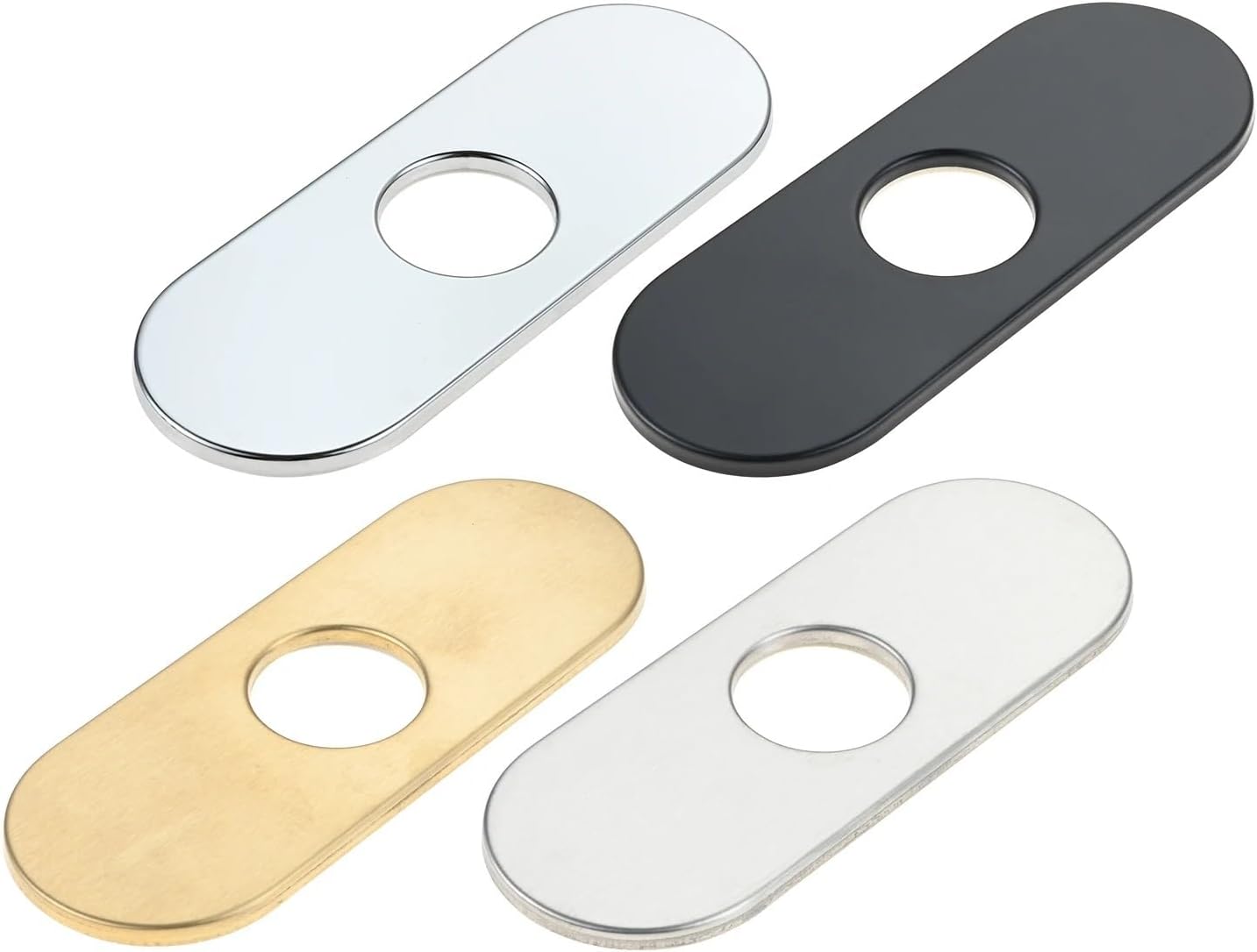 escutcheon plate 4 Pcs Sink Base Decorative Panel Faucet Deck Plate Tap Cover Bathroom Escutcheon Plates Hole(Brushed Nickel)