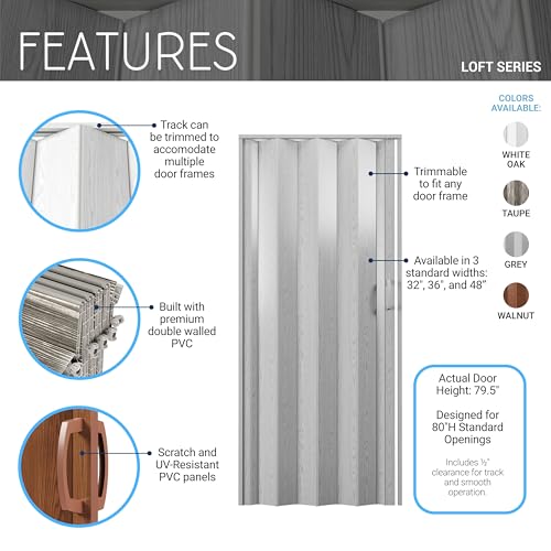 Portes accordéon pliables double paroi Loft Series pour entrée étroite 91,4 cm