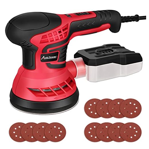AVID POWER Orbital Sander 5 Inch 2.8 A Random Orbit Sander for Woodworking 13,000 RPM Electric Wood Sander Tools, 6 Variable Speeds, 12 Pcs Sandpapers