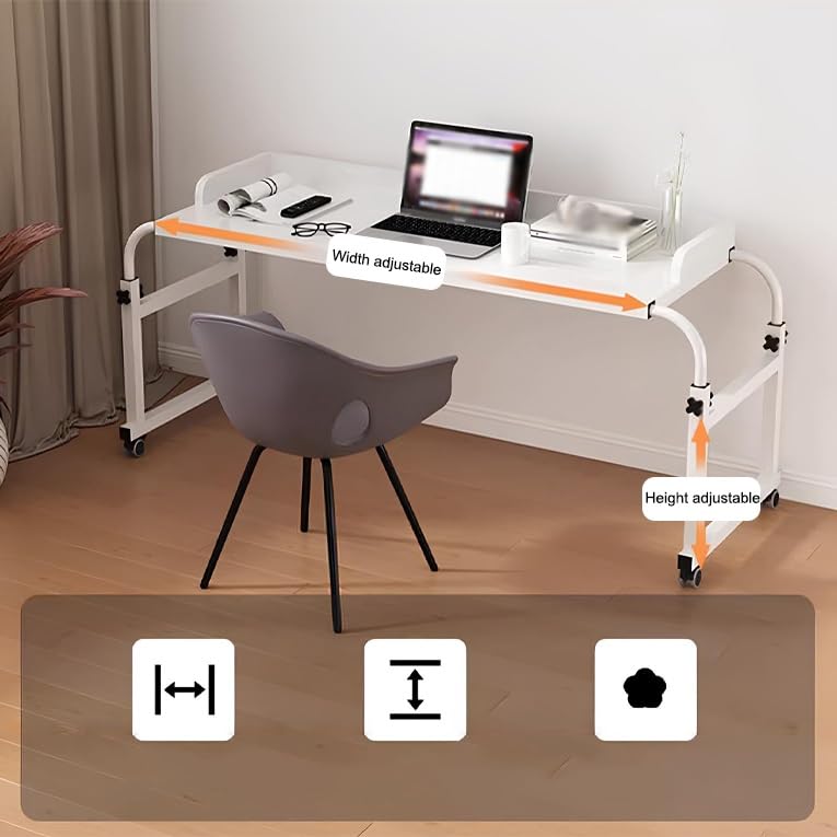 Table de lit à roulettes, Bureau Mobile pour Ordinateur Portable, Table de Chevet Moderne sur roulettes, Hauteur réglable, pour hôpitaux/familles