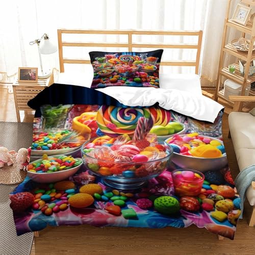 Parure de lit sucette 3D housse de couette single avec taies