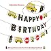 School Bus Happy Birthday Banner Wheels on the Bus Bday Party Garland for Kids Yellow Bus Theme Birthday Party Decorations Back to School Photo Props Supplies