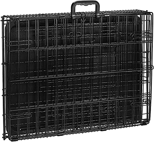 AllPetSolutions Dog Crate - Heavy-Duty Metal Wire Dog Cage - Foldable, Portable Kennel - 2 Front & Side Gate Doors with Sliding Locks, Removable Tray - Pet Carrier for Crate Training, Travel - Black
