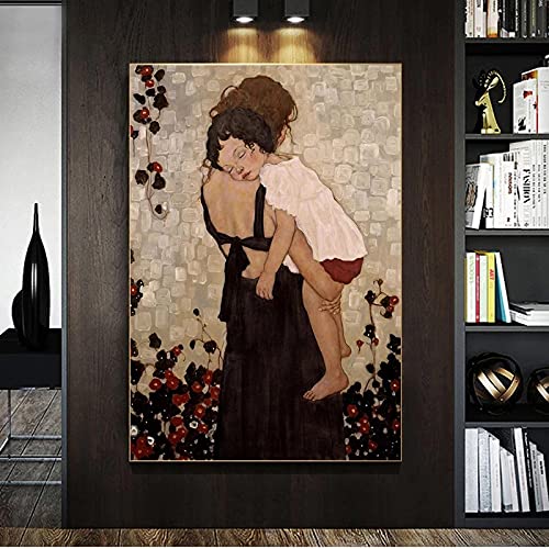 Tableau célèbre Klimt Mère et Enfant célébrant l'amour maternel unique