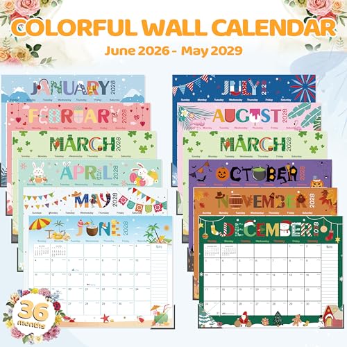 Image of GuassLee Desk Calendar 2026-2029,36 Months 22 inch x 17 inch Large Calendar from June 2026 to May 2029,Desktop /Wall Monthly Planner with Julian Date and Thick Paper for Office Home School