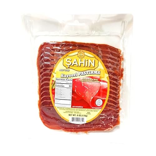 IEATWORLD Sahin Ready To Eat Turkish Kayseri Pastirma Basterma Pastrami 6 Oz 170 Gr (Pack, 1, Count)