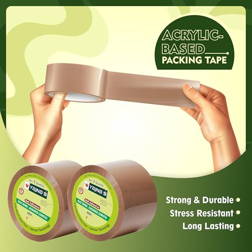 Image of YAJNAS BOPP Packaging Tape | 48 mm x 35 Meter (2 Inch x 35 Meter) | Packing Tape Rolls, Heavy Duty Tape, Cello Tape for Packaging, Decorating & DIY- 50 Micron, Brown, Pack of 72