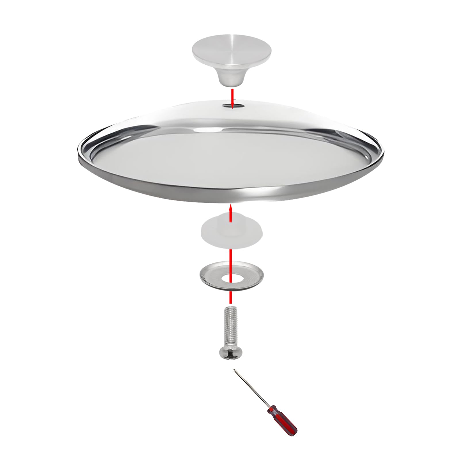 Ersatzknopf für Topfdeckel aus Metall, universeller Ersatz, spülmaschinenfest, ideal für Schongarer, Bratpfannen und Küchen-Kochgeschirr-Abdeckungen, Silberfarben, 2 Stück