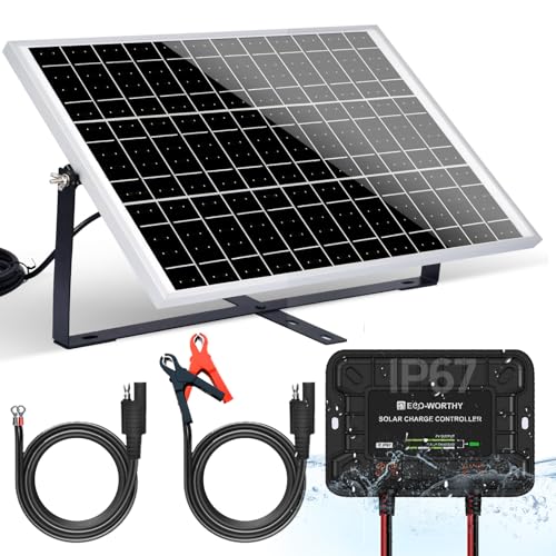 ECO-WORTHY 25W 12V Solar Battery Charger Trickle Maintainer, 25W Waterproof Solar Panel Kit + Adjustable Mount Bracket + Upgrade Controller,for 12V Batteries Cars RV Boat Motorcycle Marine