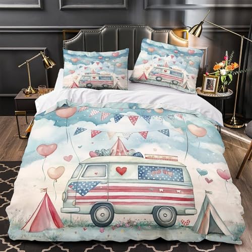 Parure de lit camionnette vintage double 200x200 microfibre 3D