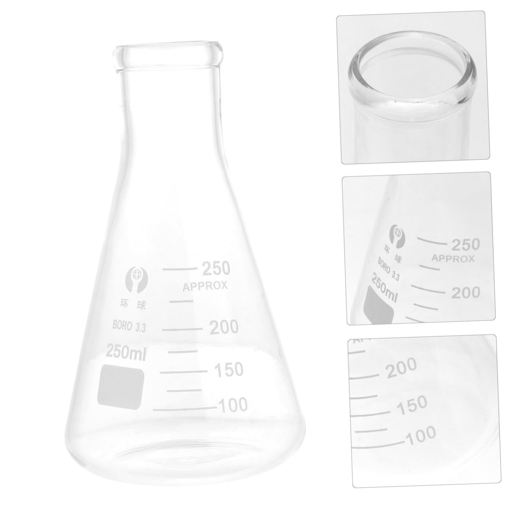 Beuta Conica in Vetro Borosilicato 4 Pezzi, Flacone da Laboratorio