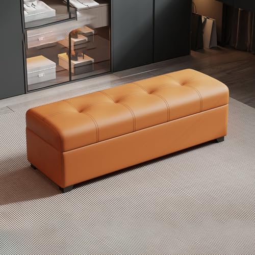 Banc de rangement rembourré haut de gamme pour bout de lit chic orange