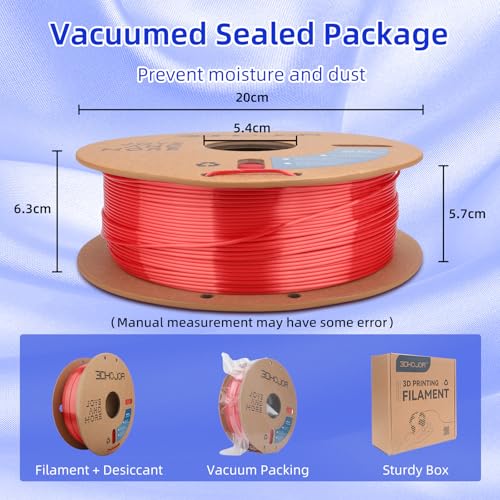 Image of 3DHoJor Silk PLA Filament 1.75mm, PLA Filament 1.75mm Silk Shiny 3D Printer Filament, 1kg*2 Cardboard Spool, Dimensional Accuracy + /- 0.03 mm, Fit Most FDM Printer(Silk Red+Blue)