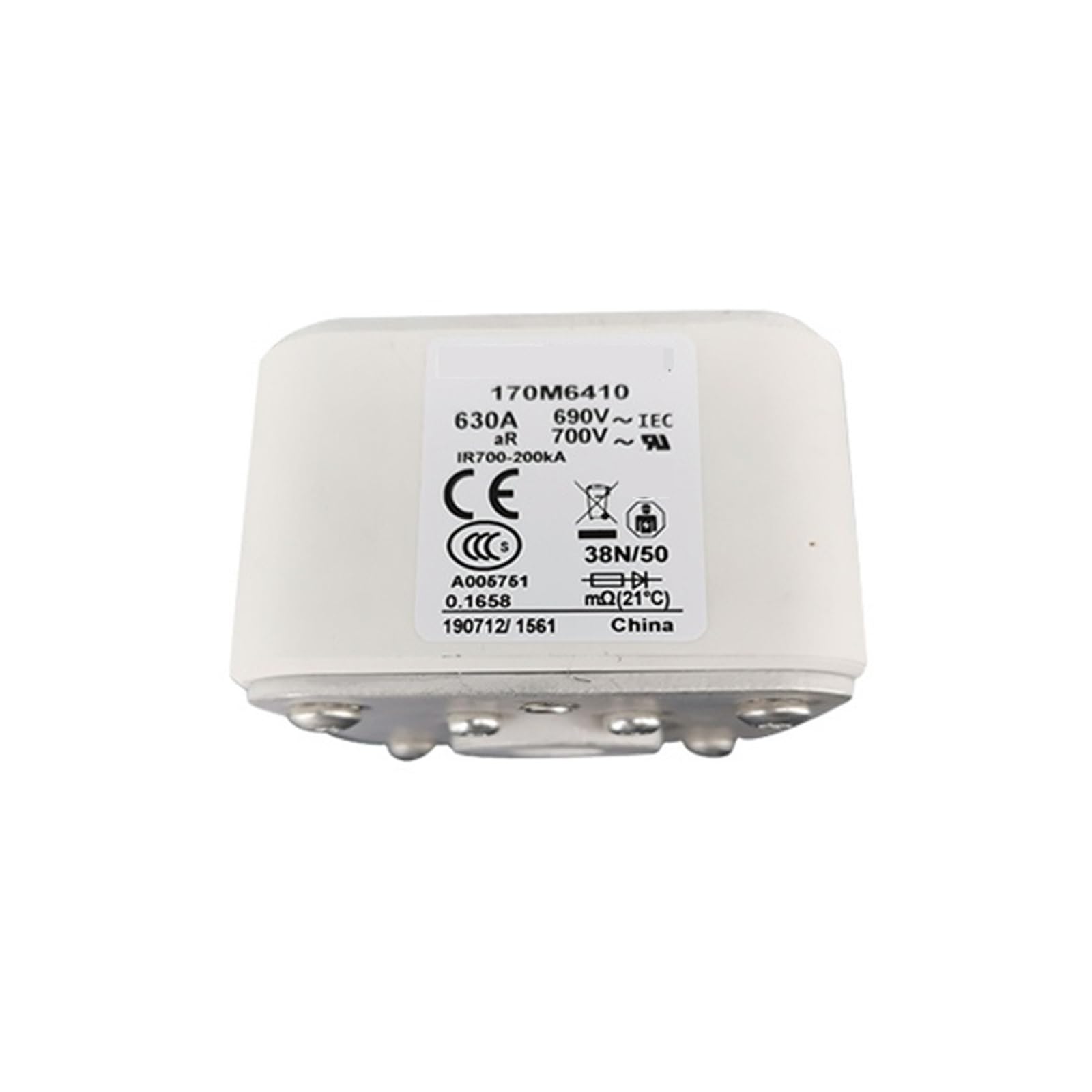 Fusible rápido 170M6410 con alta capacidad de ruptura 200kA y 630A