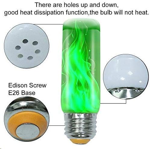 OMK Sunlight Forest - Green LED Christmas Flame Light Bulb Decorations - E26 E27 4 Modes with Upside Down Effect Simulated Atmosphere Lighting for Indoor Outdoor Holiday Party Gifts