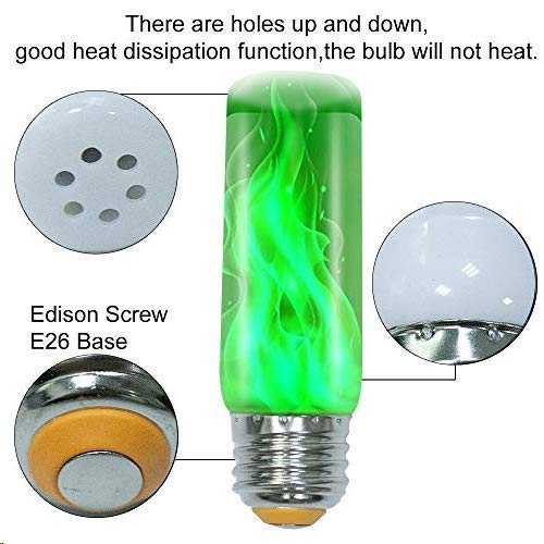 Omk Sunlight Forest - Led Flame Effect Light Bulb - E26 E27 4 Modes With Upside Down Effect Simulated Atmosphere Lighting For Christmas Gift Lights Outdoor Indoor Party Decoration (Green) #TOP4