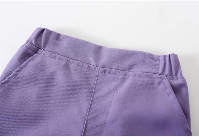 Baby Boy Summer Cotton Gentleman Short Sleeve Bowtie Romper Suspenders Shorts Outfit Set (Purple, 12-18 Months)