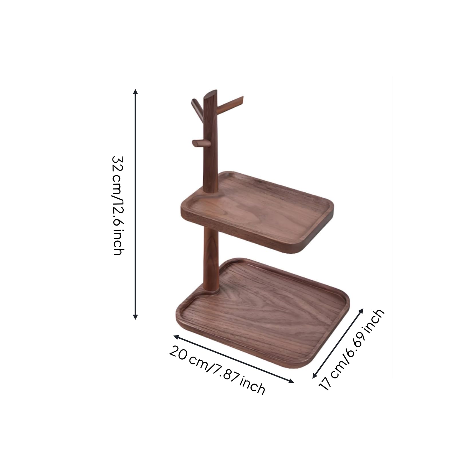 Vassoio Portachiavi in Legno di con Svemptytasche Vassoio Organizzatore Portamonete a Due Ripiani con Colonnina E Ganci per Chiavi E Anelli Adatto per Consolle d'Ingresso Comodino Tavolo