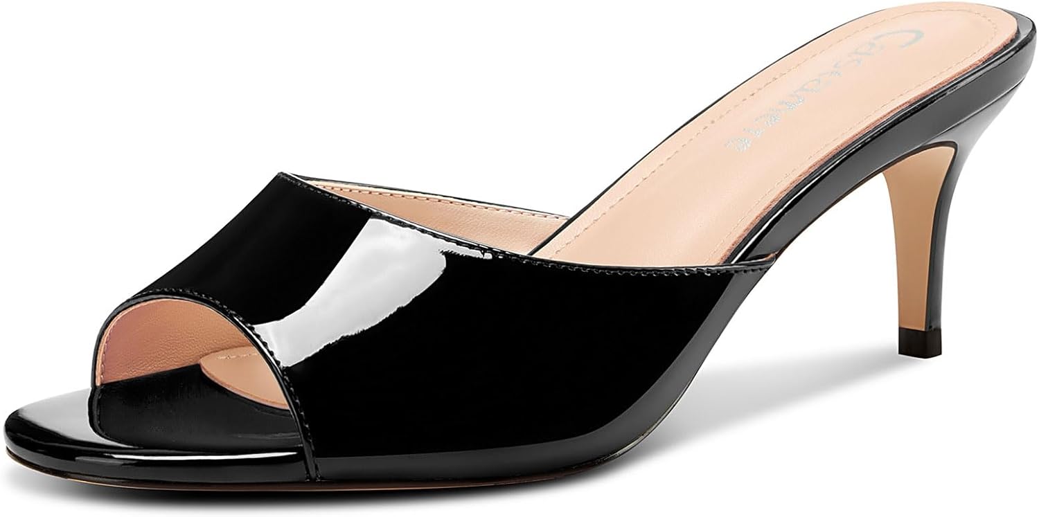 Women's Heeled Sandals With 2.6" Kitten Heels - Open Toe Mules For Prom, Weddings & Vacation Comfort