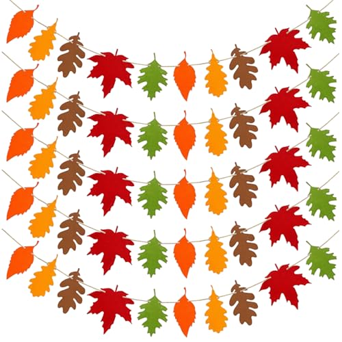 Yaopelky Ghirlanda autunnale in feltro per il Ringraziamento, decorazione da appendere per la casa, autunno, vacanze, raccolto (5 foglie autunnali)