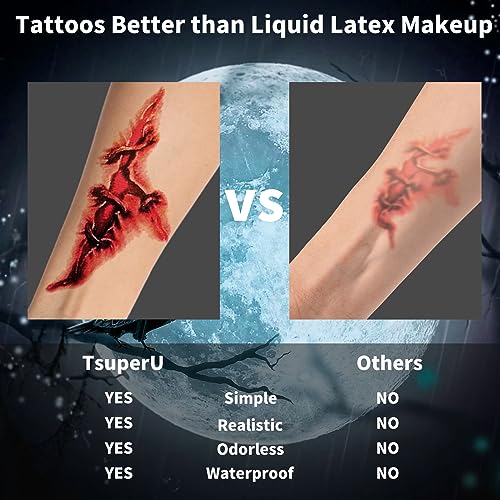 Vampire Costumes Accessories Zombie Make Up Temporary Tattoos Halloween Face Stickers Fake Scars and Wounds Makeup - Image 3