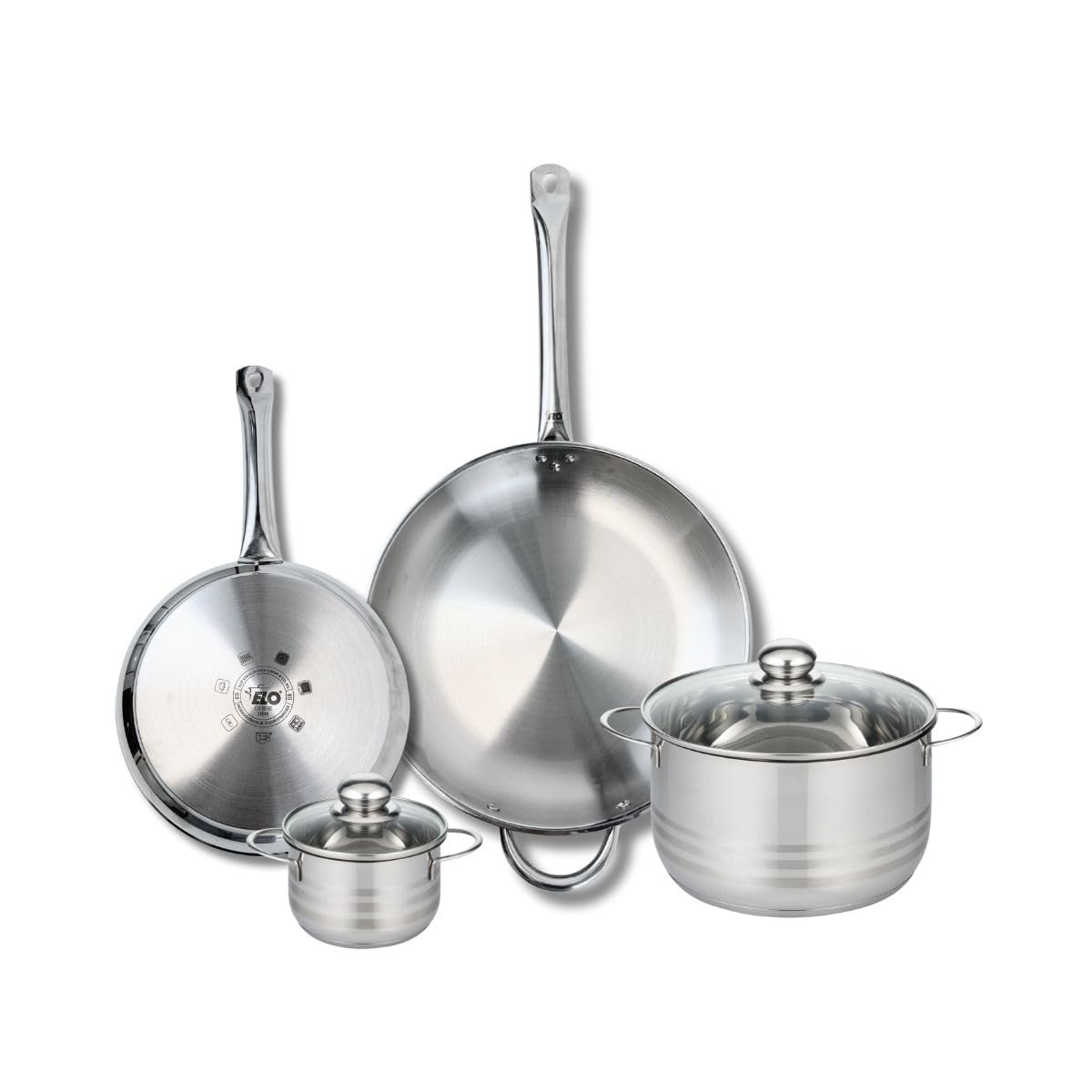 Batterie de cuisine Elo induction inox faitouts et poêles 24 32 cm Profi Brillant
