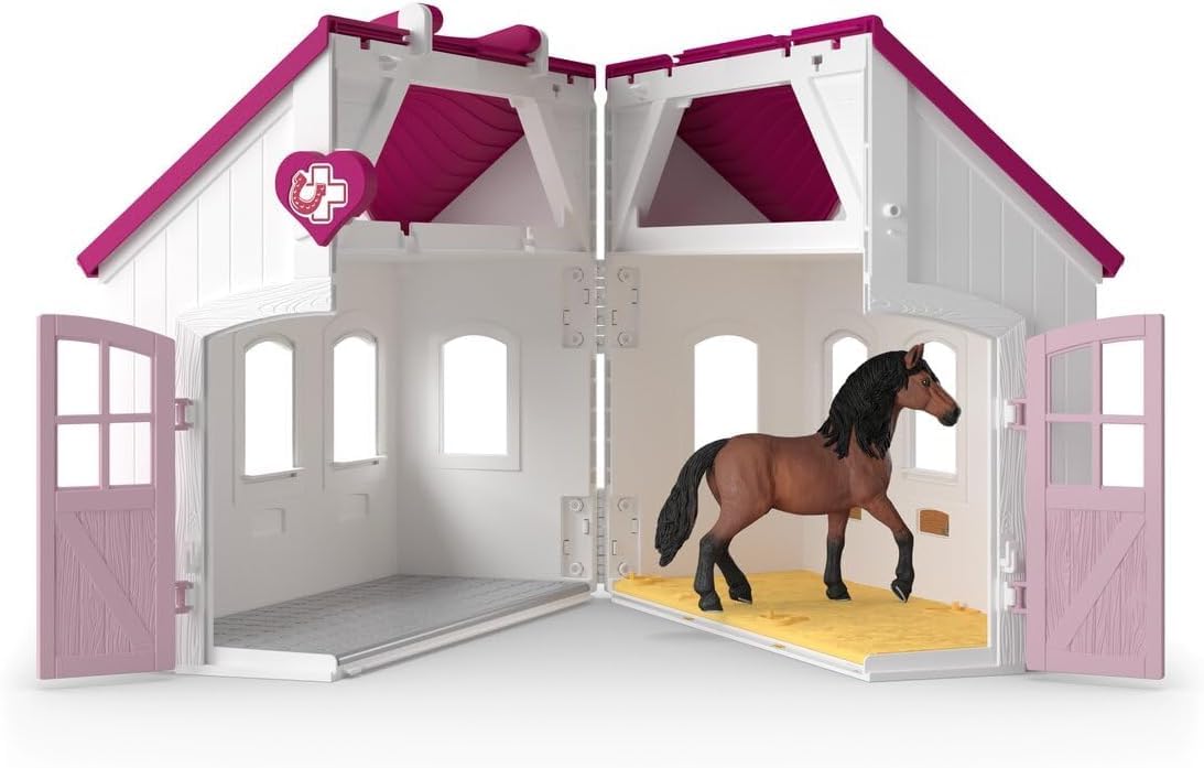 SCHLEICH Horse Club | Pferdeklinik „Heilende Hufe“ 42787 | 64 Teile | transportables Set mit Pferdebox, Röntgengerät, bewegliche Tierärztin & viel Zubehör | Pferde Spielzeug & Geschenk ab 4 Jahre