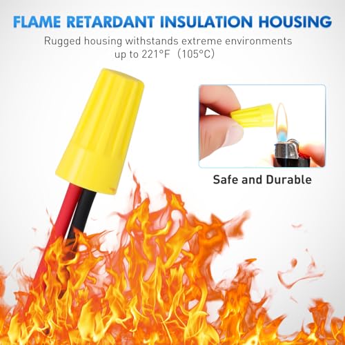 Image of Nilight 120PCS Yellow Wire Connectors Kit 16-14 AWG Electric Wire Caps Insulating Insert Twist Electrical Wire Terminal with Spring for Connect Electrical Wiring Automotive Car Truck Boats Marine