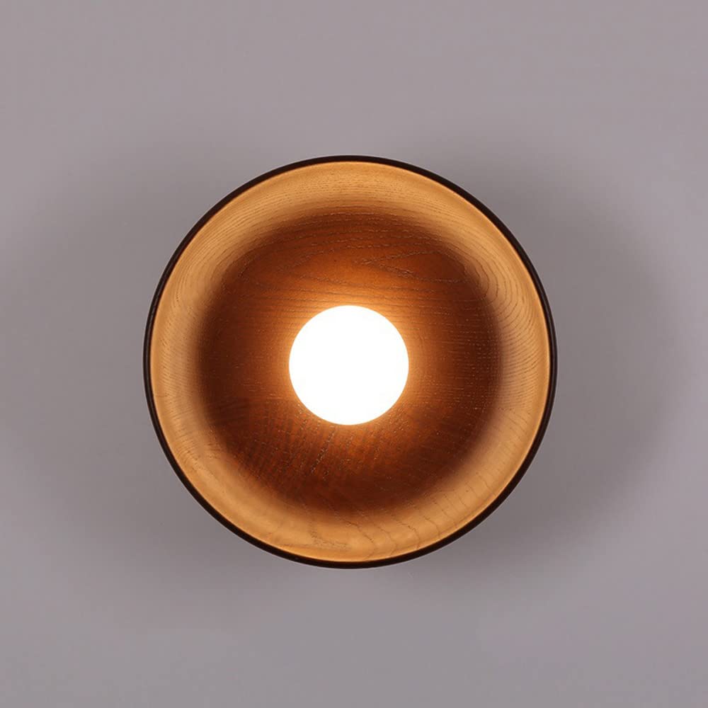 SXECAEPS Modern Wood Wall Light Round Sconce Glass Globe Lamp Shade, Home Decor Lighting Fixture G9 Headboard Fixtures for Living Room Bedroom Bedside Restaurant