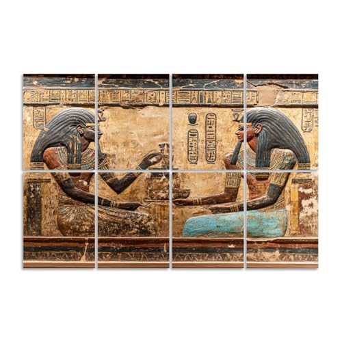 8 Paneles Acústicos Decorativos Absorbentes de Sonido de Mural Egipcio Antiguo 48"x32" Pack de 8 miniatura 1