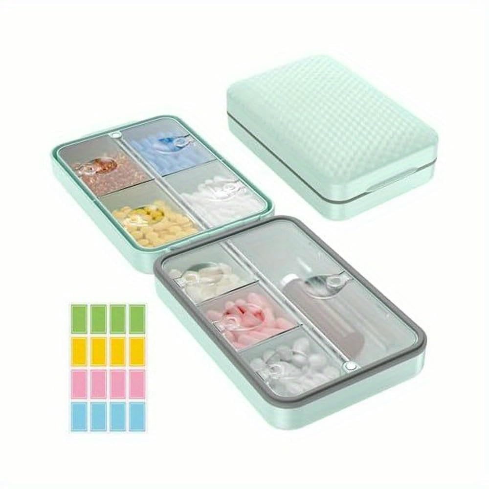 ZBDZSW Pilulier hebdomadaire avec étiquettes 8 compartiments Format voyage étanche à l'humidité Boîte hermétique Grande boîte à médicaments Vitamines