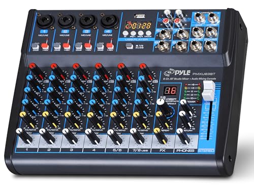Pyle Professional 8 Channel Audio Mixer with Bluetooth - DJ Sound Board - USB Computer Input...